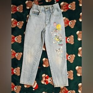 Vintage Jerry Leigh Light Wash Looney Tunes Graphic Jeans